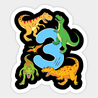 Dinosaur Birthday 3 Year Boys Girls Dino Design Sticker